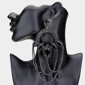 Marquise Stone Rhinestone Draped Earrings